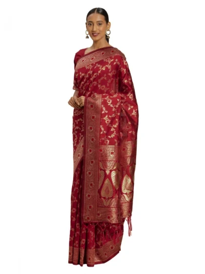 Women's Banarasi Silk Saree (Red,5-6 Mtrs)