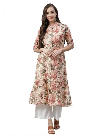 Women's Cotton Printed Floral Print Kurti (Multicolor, Cotton)