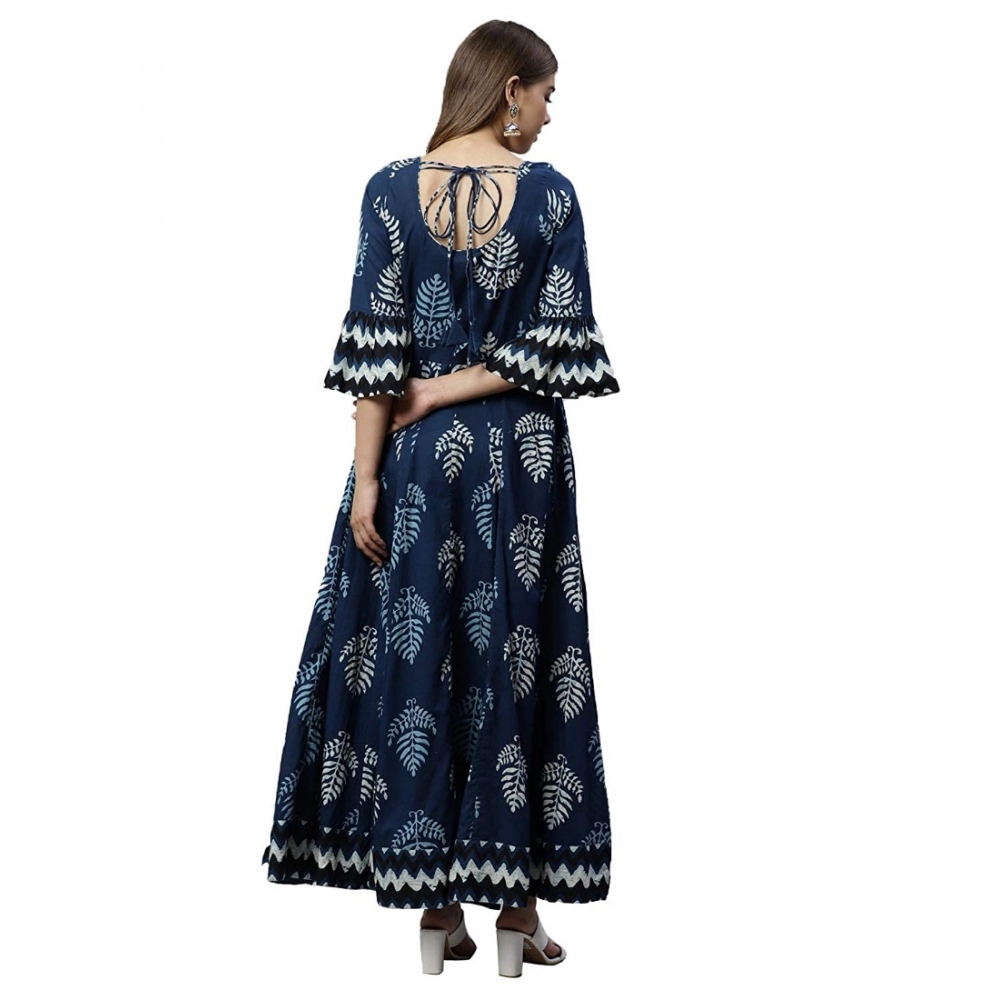 Women's Cotton Printed Regular Kurti (Blue, Cotton ) - Image 5