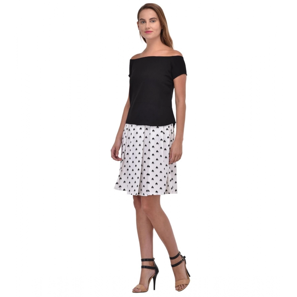 Women's Cotton Blend Solid Short Sleeves Dress (Black) - Image 2