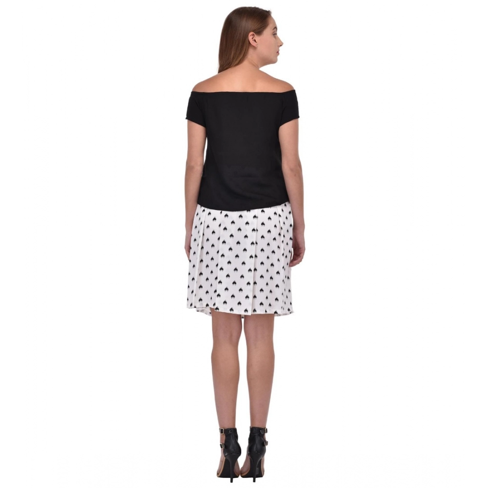 Women's Cotton Blend Solid Short Sleeves Dress (Black) - Image 5