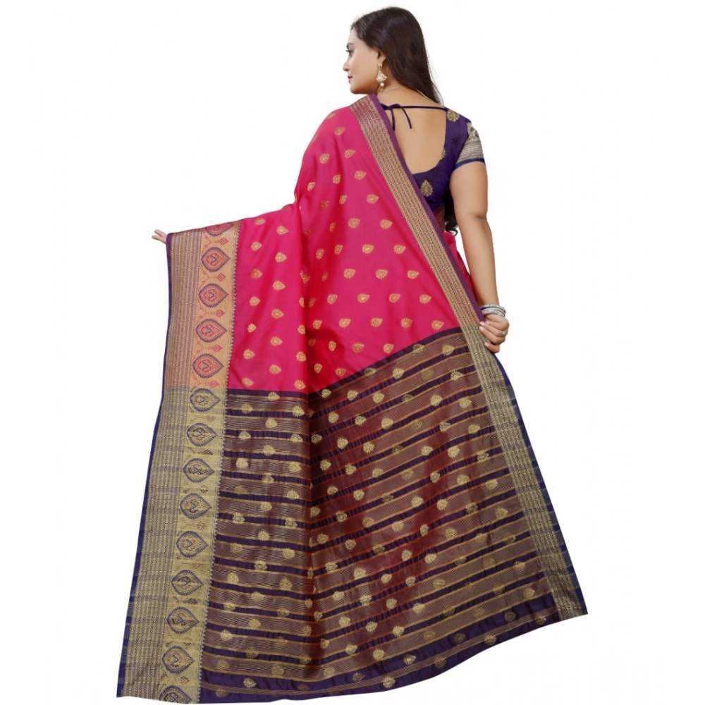 Women's Silk Blend Woven Saree With Unstitched Blouse 5.5Mtr (Multicolor) - Image 2
