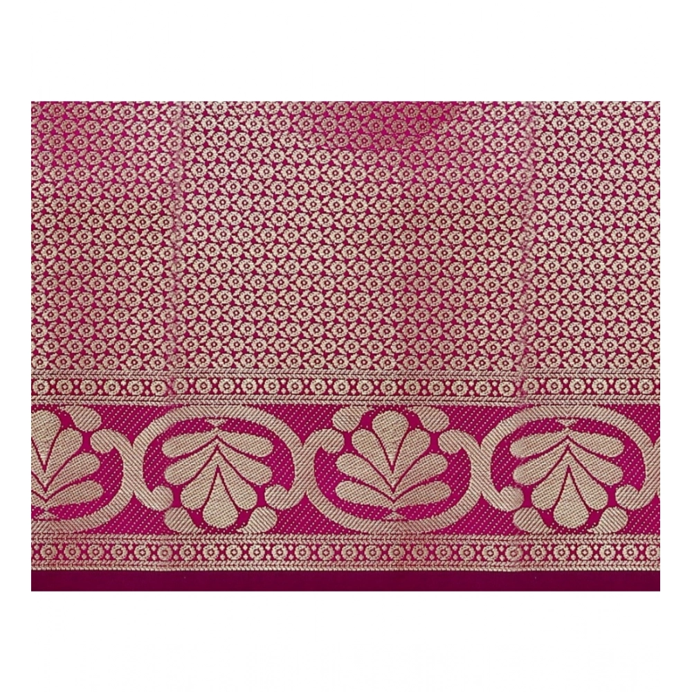 Women's Jacquard Woven Saree With Unstitched Blouse 5.5Mtr (Blue) - Image 3