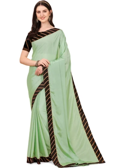 Women's Chiffon Self Design Saree With Unstitched Blouse 5.5Mtr (Light Green)