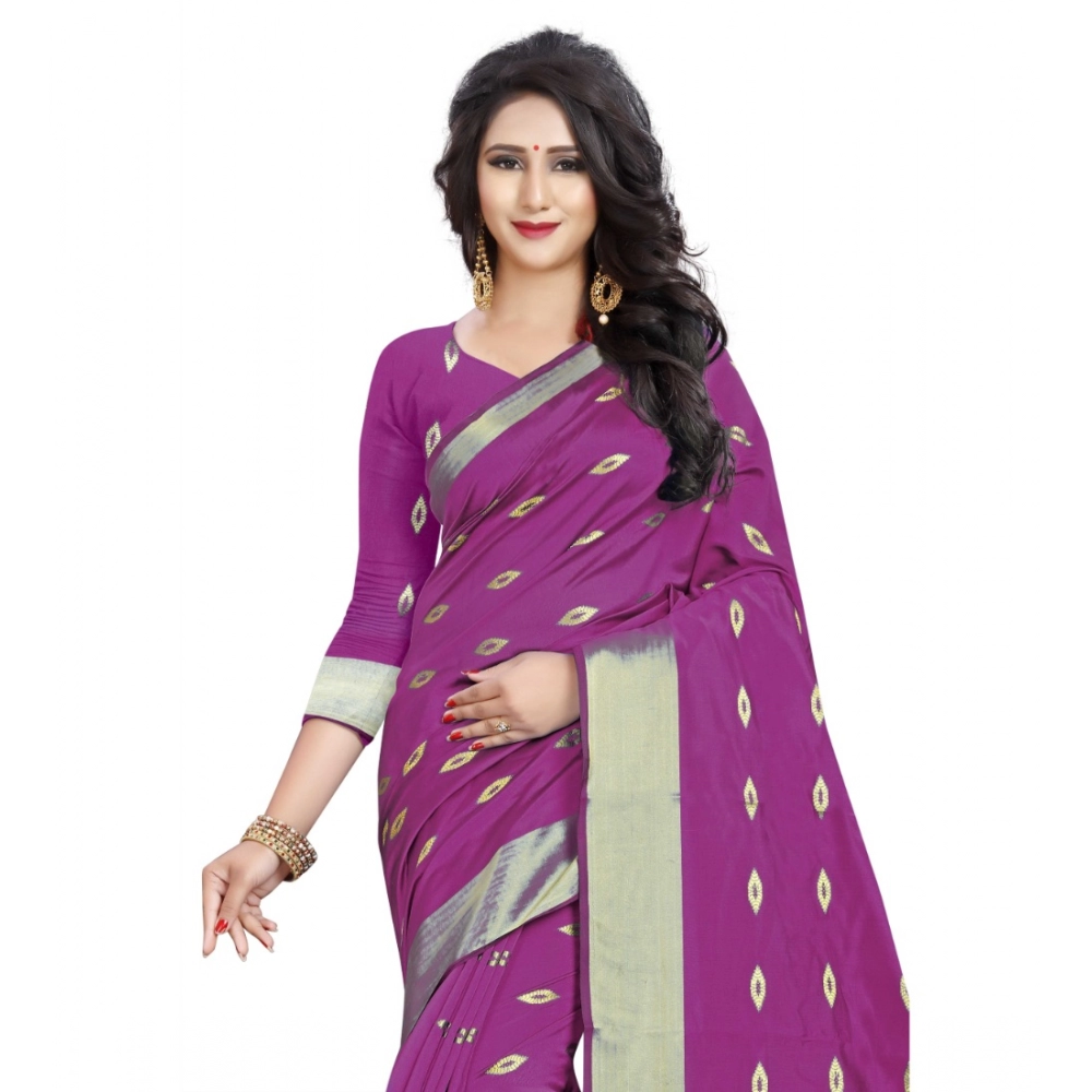 Women's Silk Blend Woven Saree With Unstitched Blouse 5.5Mtr (Pink) - Image 4