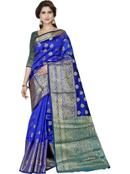 Women's Jacquard Woven Saree With Unstitched Blouse 5.5Mtr (Multicolor)