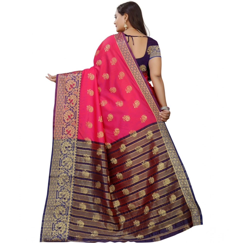 Women's Silk Blend Woven Saree With Unstitched Blouse 5.5Mtr (Multicolor) - Image 2