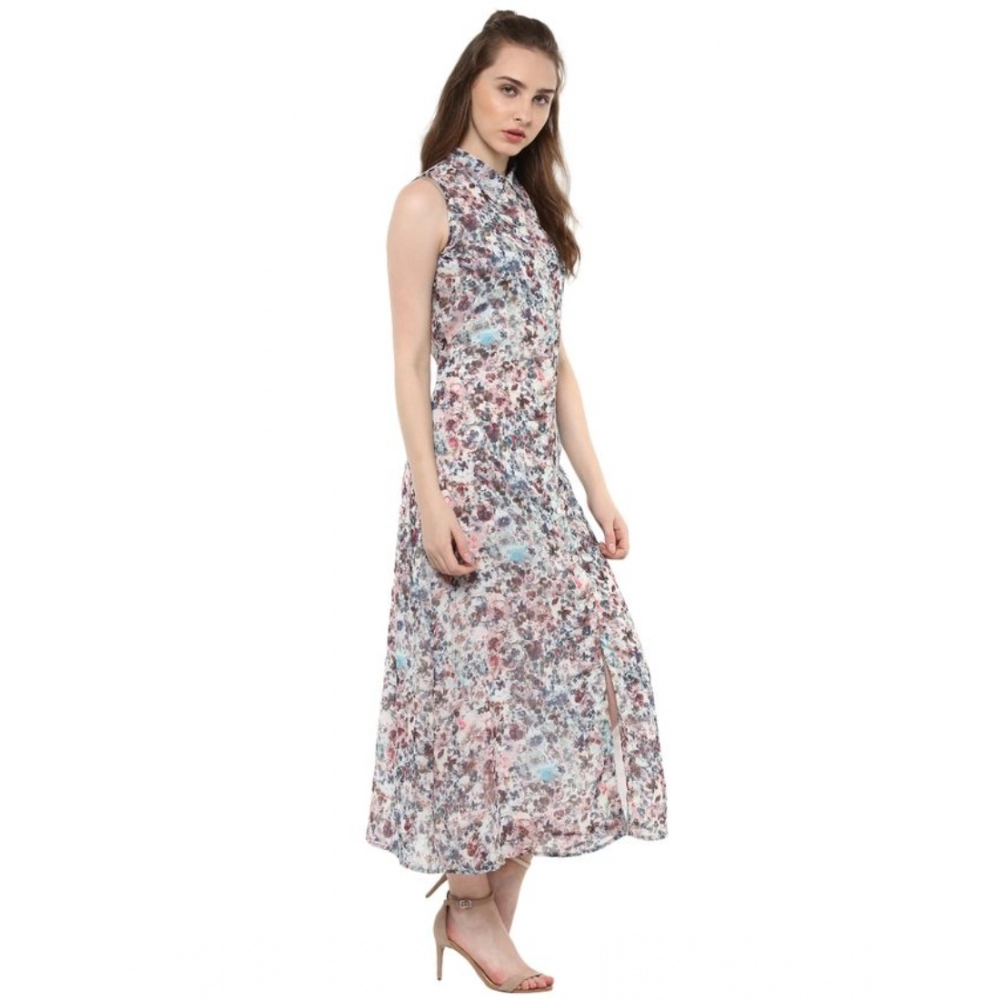 Women's Polyester Chiffon Printed Sleeveless Dress (Multicolor) - Image 5