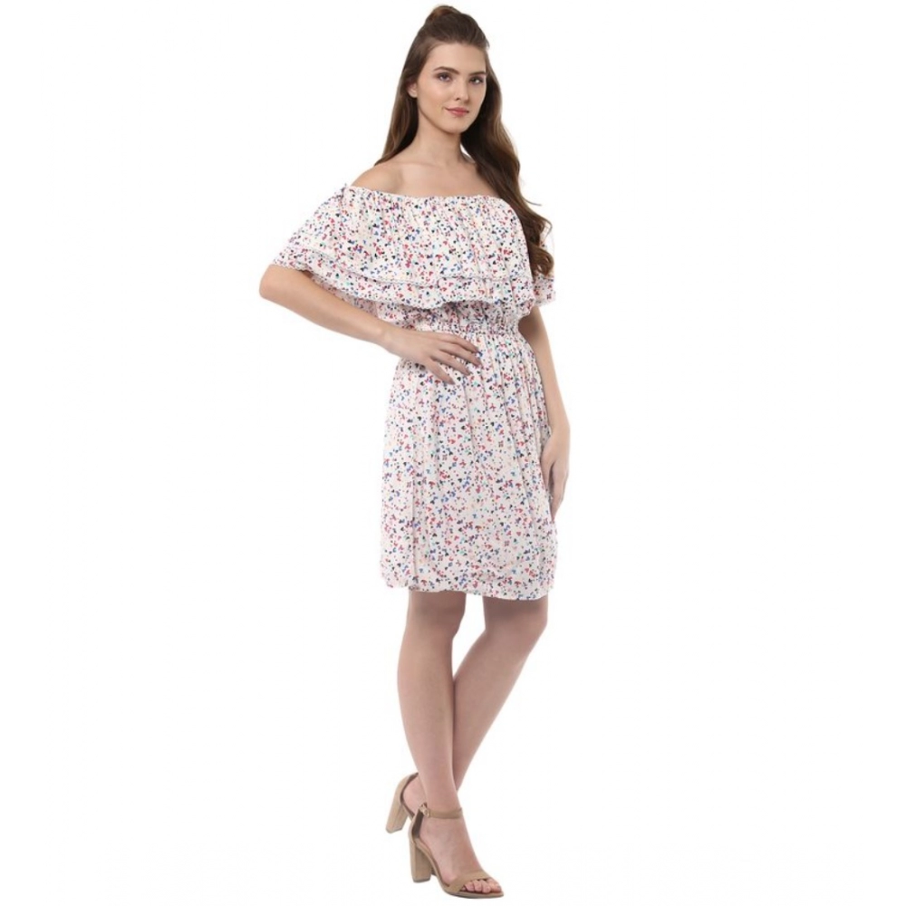 Women's Rayon Floral Half Sleeve Above Knee Dress (Multicolor) - Image 5