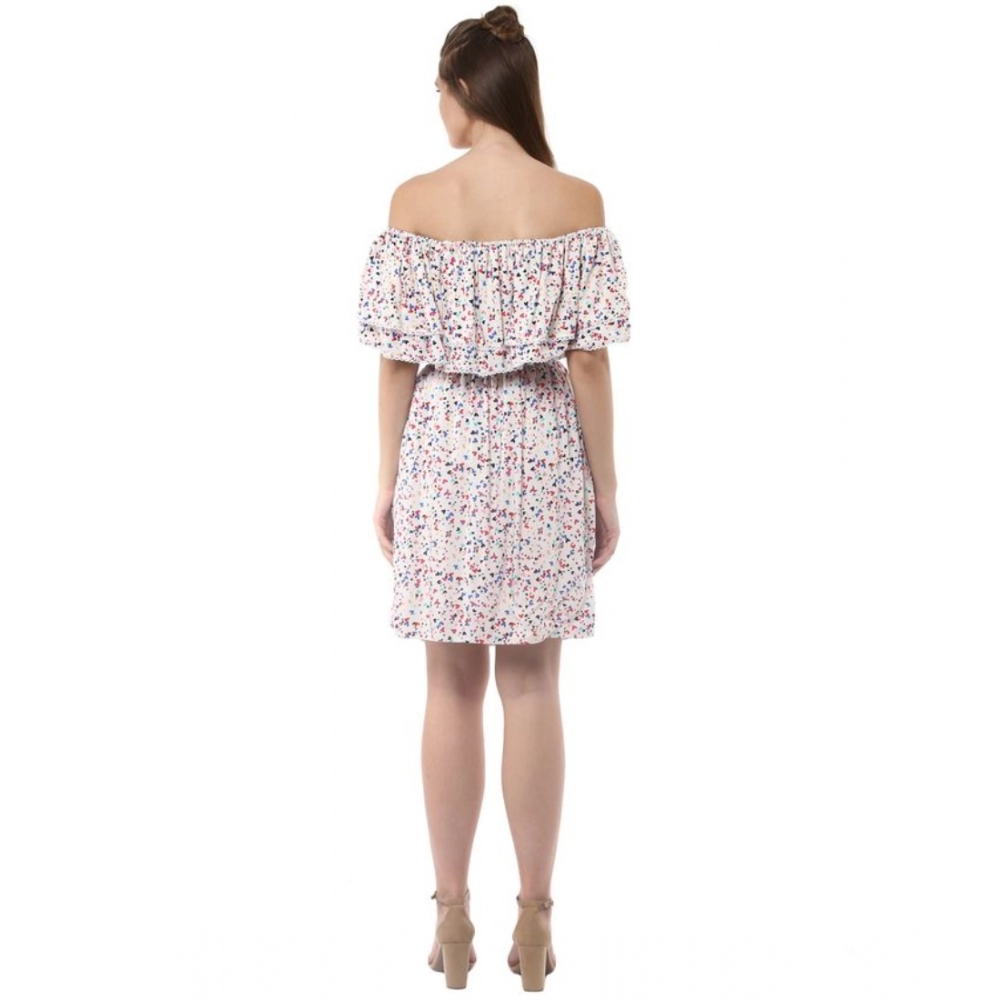 Women's Rayon Floral Half Sleeve Above Knee Dress (Multicolor) - Image 2