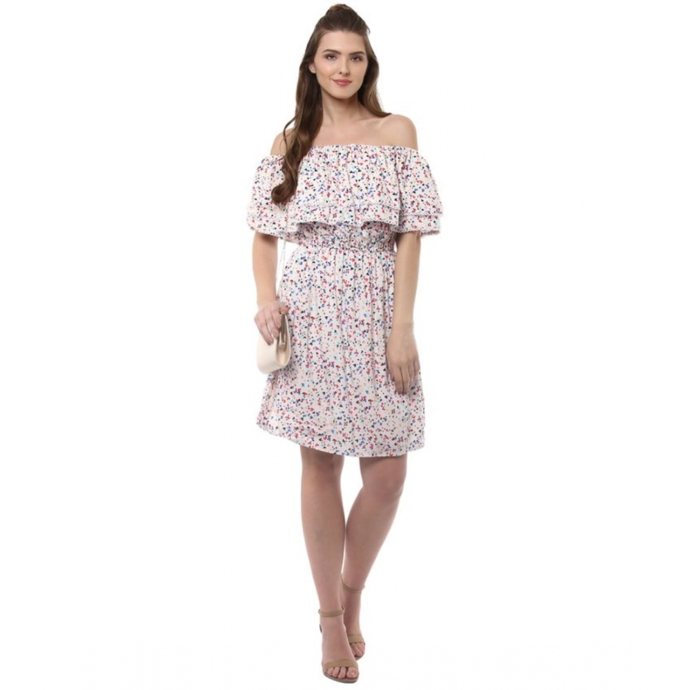 Women's Rayon Floral Half Sleeve Above Knee Dress (Multicolor) - Image 3