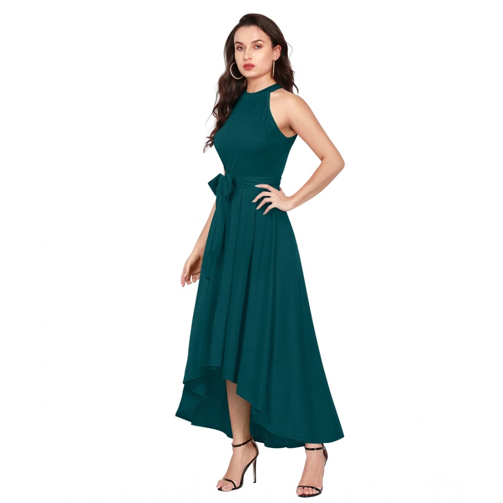 Women's Polyster Solid Halter Neck Sleeveless Dress (Morpichh) - Image 3