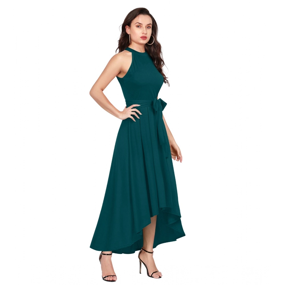 Women's Polyster Solid Halter Neck Sleeveless Dress (Morpichh) - Image 2