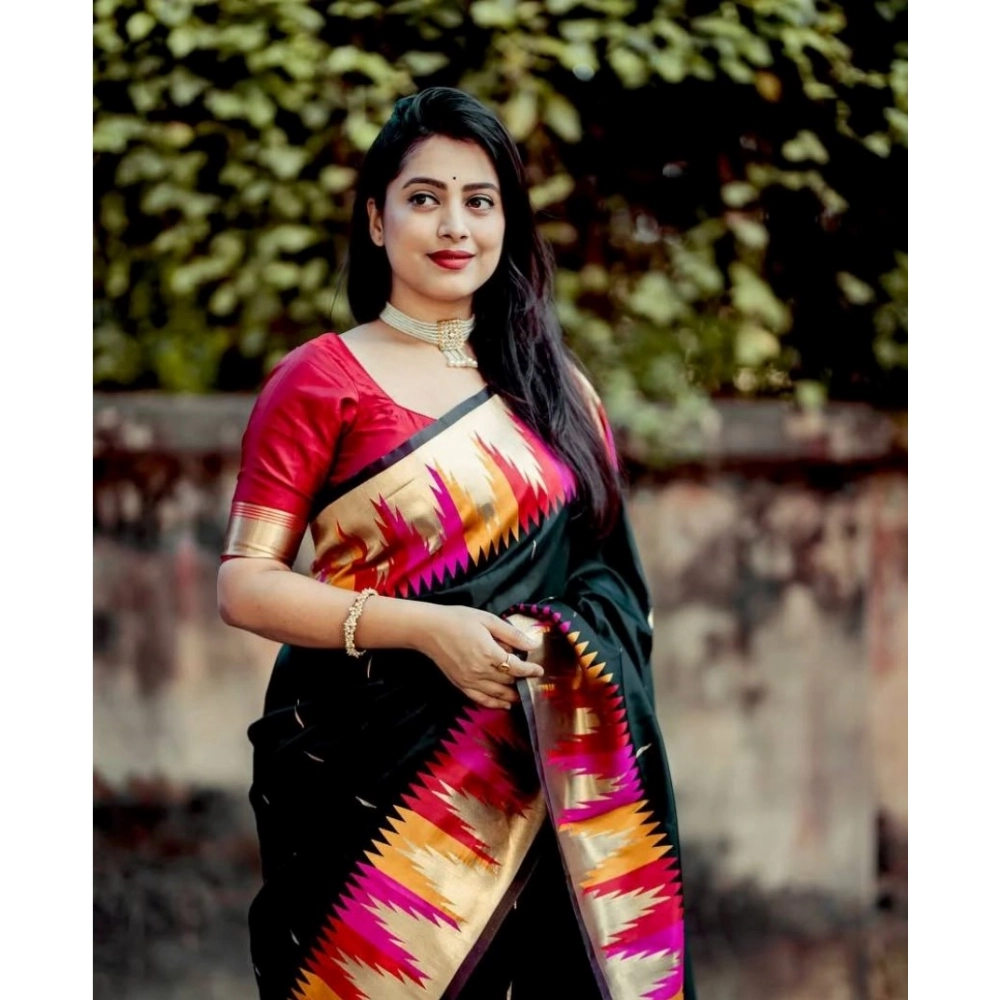 Women's Silk Printed Saree With Unstitched Blouse 5.5Mtr (Multicolor) - Image 3