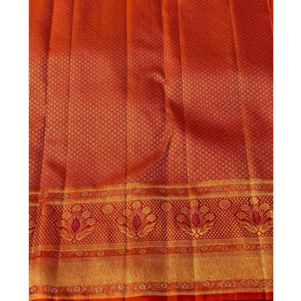 Women's Silk Printed Saree With Unstitched Blouse 5.5Mtr (Red) - Image 3