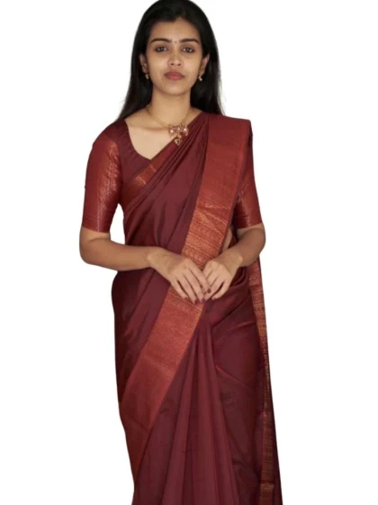 Women's Silk Printed Saree With Unstitched Blouse 5.5Mtr (Maroon)