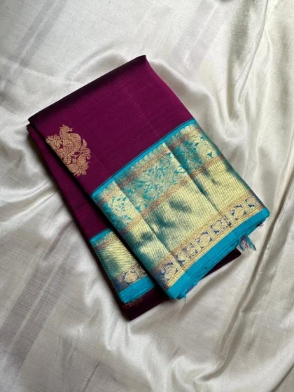 Women's Silk Printed Saree With Unstitched Blouse 5.5Mtr (Wine)
