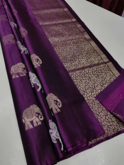 Women's Litchi silk Printed Saree With Unstitched Blouse (Magenta With pink)
