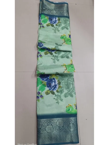 Women's Digital Dolla Silk Printed Saree With Unstitched Blouse 5.5Mtr (Green)