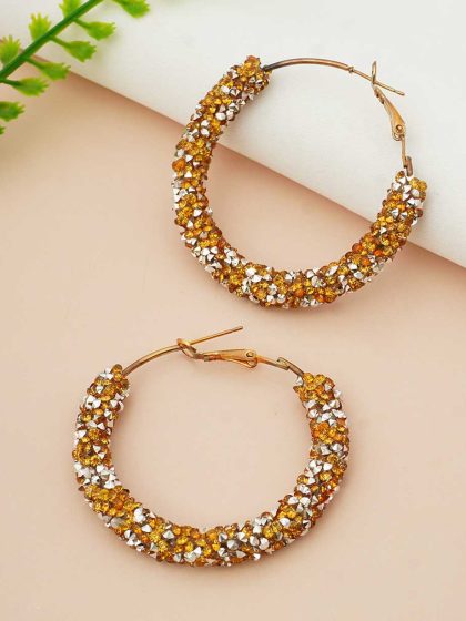 Gold Glitter Hoop Earrings