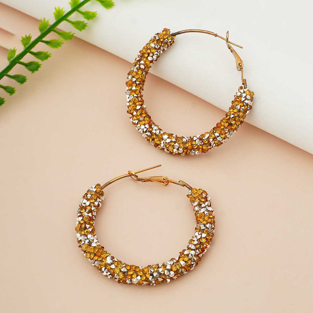 Gold Glitter Hoop Earrings - Image 2