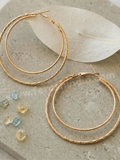Gold Twisted Layered Hoops