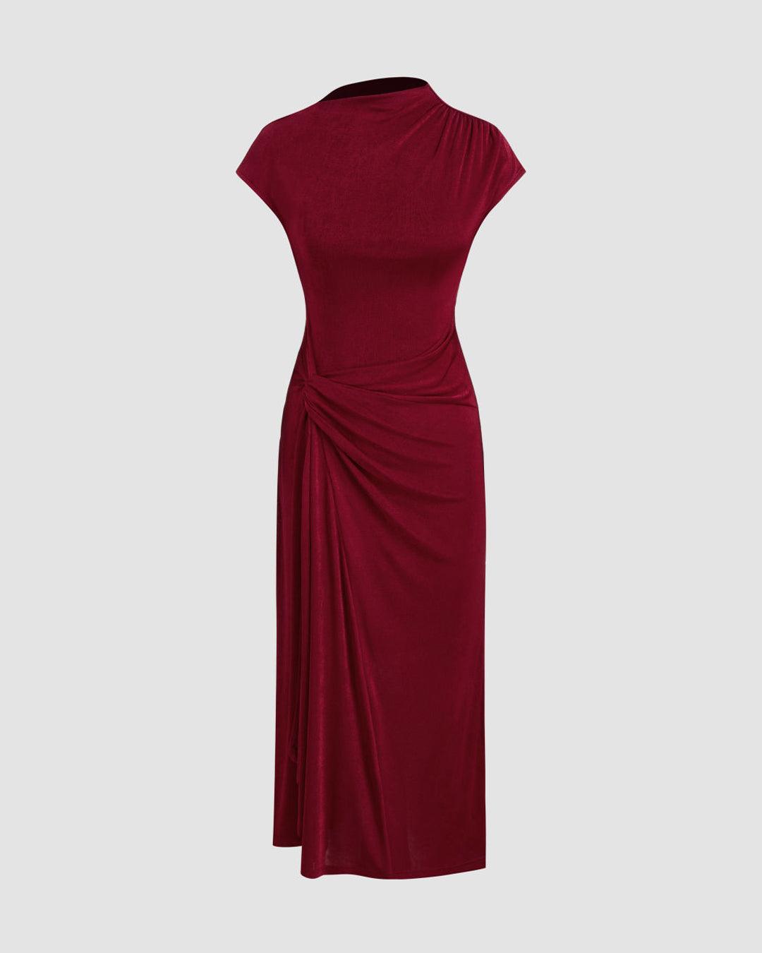 Half Sleeve Maxi Dress with Draped Detail - Image 4