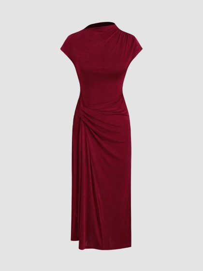 Half Sleeve Maxi Dress with Draped Detail