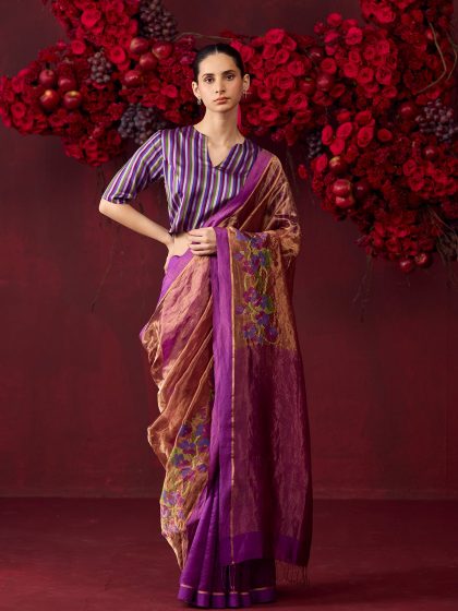 Regal Violet Jamdani Saree
