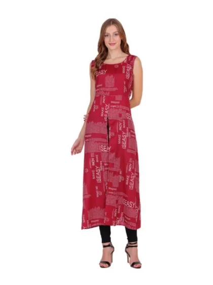 Women's Casual Crepe Sleeveless Slit Dress (Maroon)
