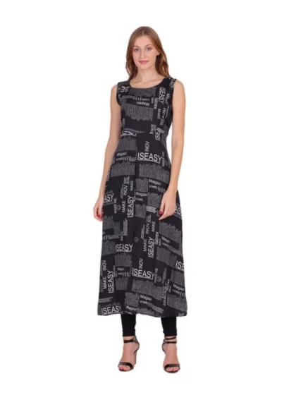 Women's Casual Crepe Sleeveless Slit Dress (Black)