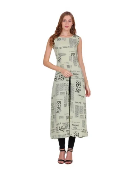 Women's Casual Crepe Sleeveless Slit Dress (Light Green)