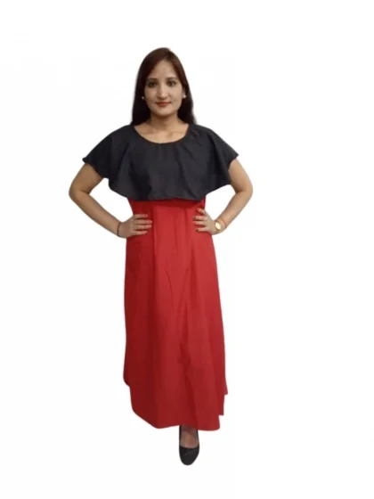 Women's Casual Crepe Cape Sleeve Dress (Black)