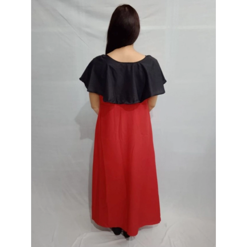 Women's Casual Crepe Cape Sleeve Dress (Black) - Image 2