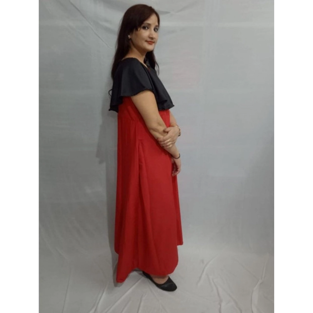 Women's Casual Crepe Cape Sleeve Dress (Black) - Image 3