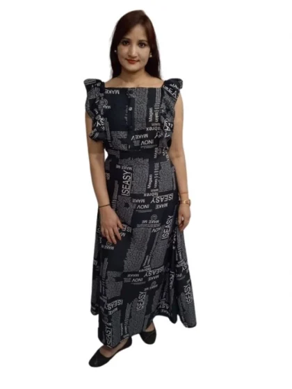 Women's Casual Crepe Sleeveless Dress (Black)