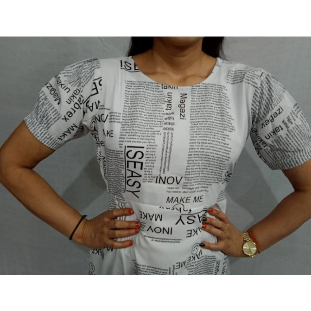 Women's Casual Crepe Half Sleeves Dress (White) - Image 3