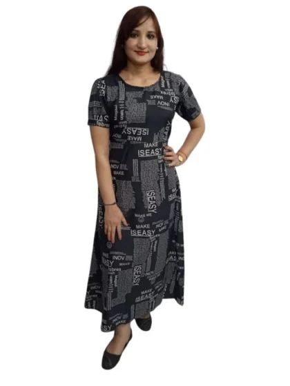 Women's Casual Crepe Half Sleeves Dress (Black)