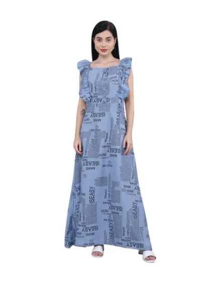 Women's Casual Crepe Sleeveless Dress (Grey)