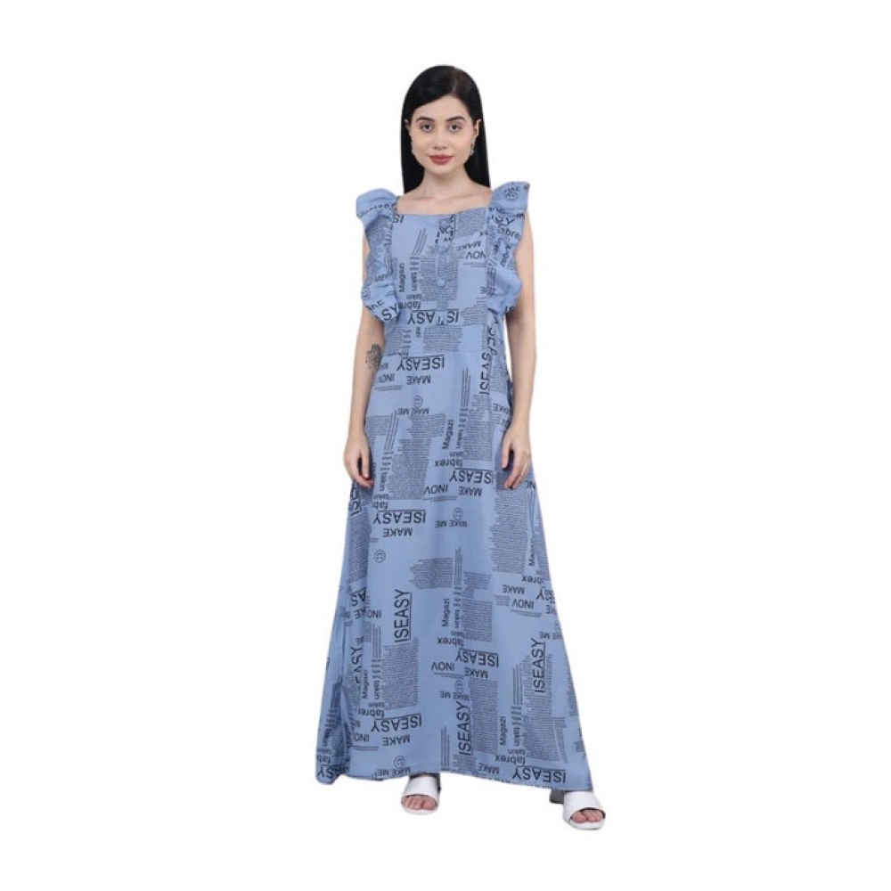 Women's Casual Crepe Sleeveless Dress (Grey)