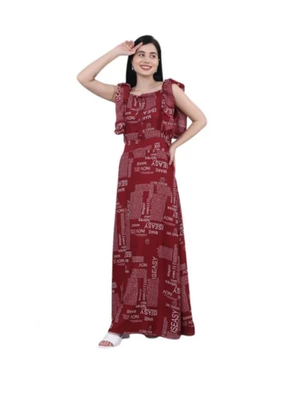 Women's Casual Crepe Sleeveless Dress (Maroon)