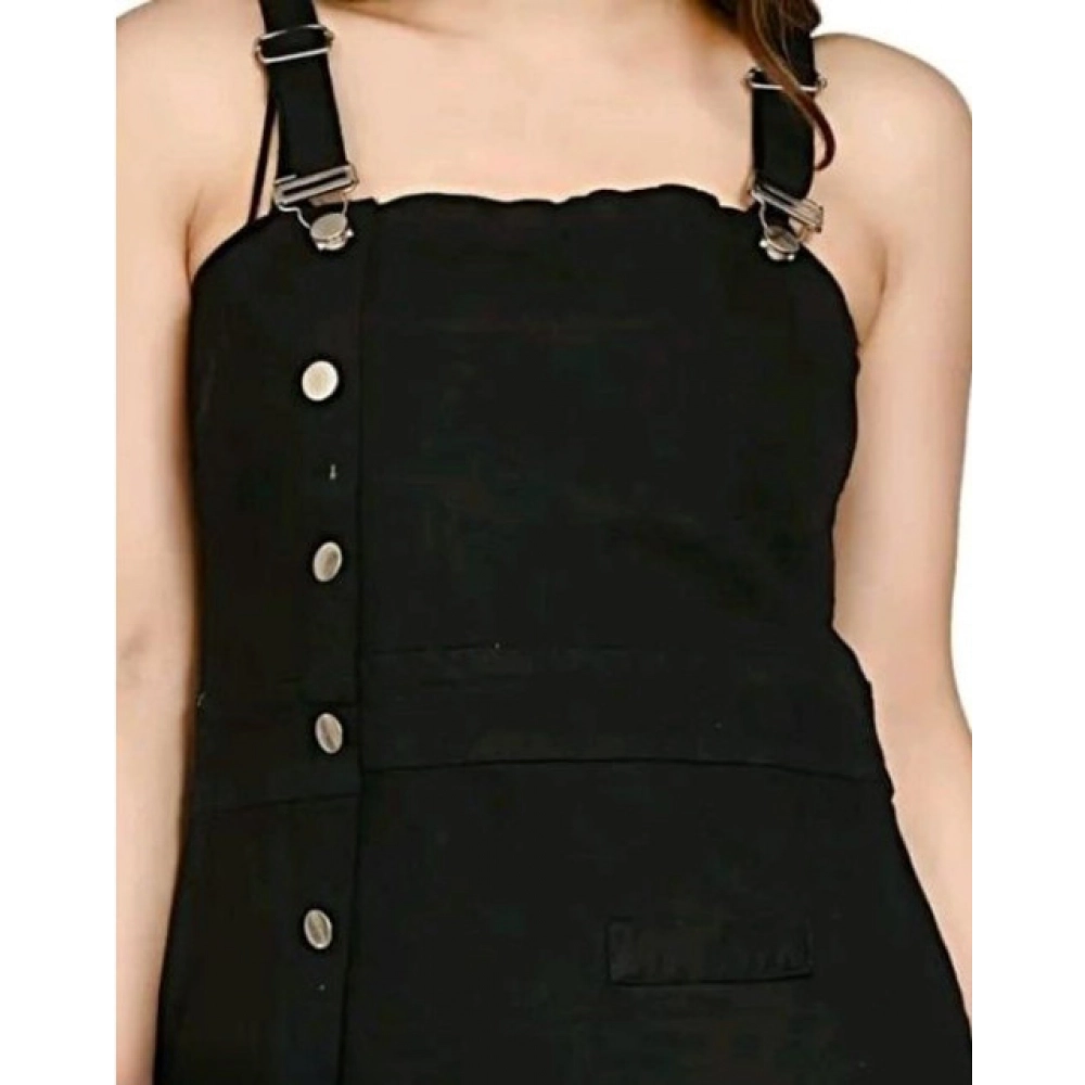 Women's Casual Denim Sleeveless Dress (Black) - Image 3