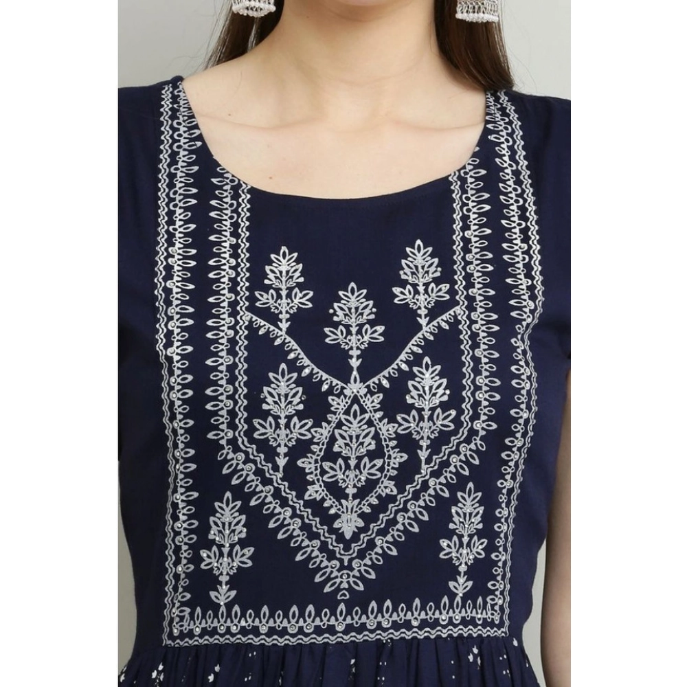 Women's Casual Rayon Sleeveless Kurti (Blue) - Image 3