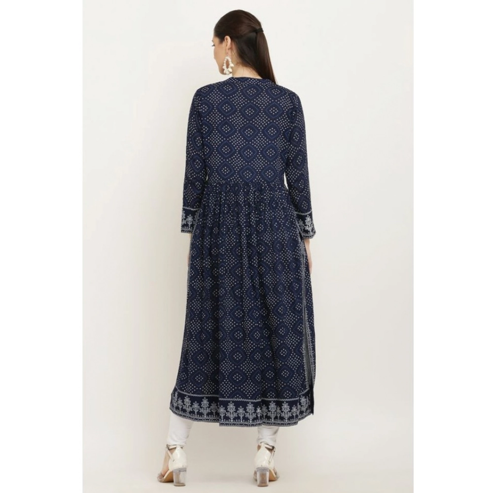 Women's Casual Rayon Full sleeve Kurti (Blue) - Image 2