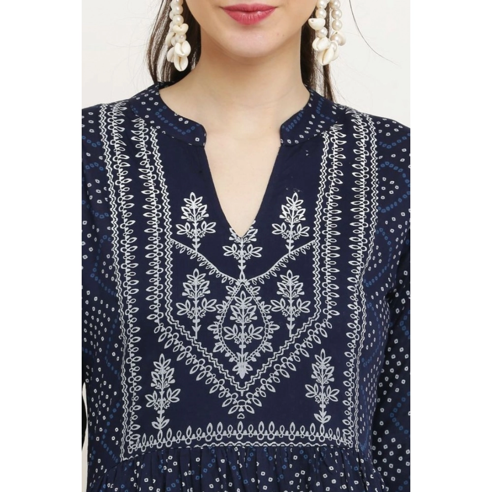 Women's Casual Rayon Full sleeve Kurti (Blue) - Image 3