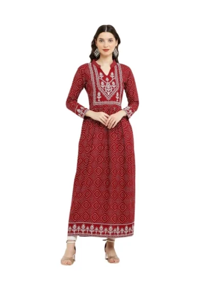 Women's Casual Rayon Full sleeve Kurti (Maroon)