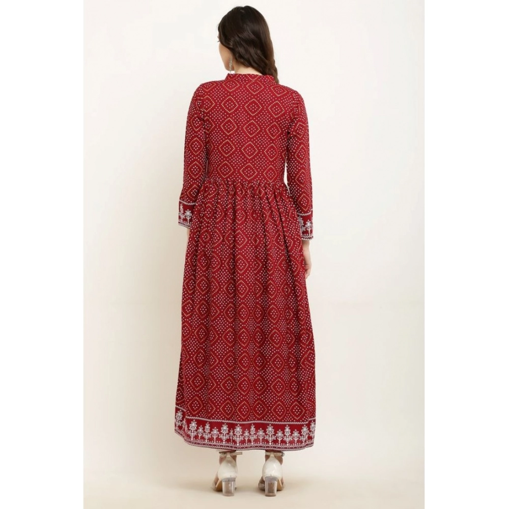 Women's Casual Rayon Full sleeve Kurti (Maroon) - Image 2