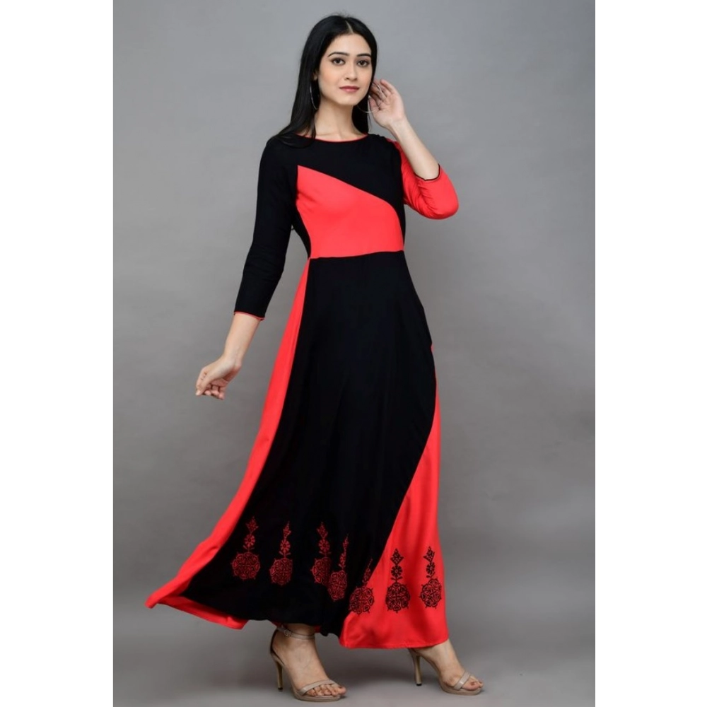 Women's Casual Rayon 3-4th Sleeves Maxi Dress (Pink) - Image 4