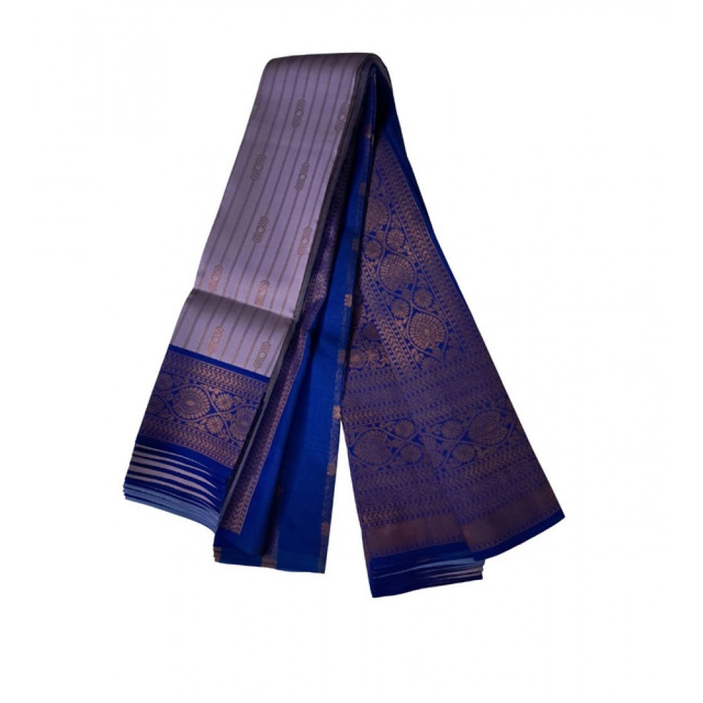 Women's Soft Silk?Wooven Saree With Unstitched Blouse 5.5Mtr (Dark Lavender)