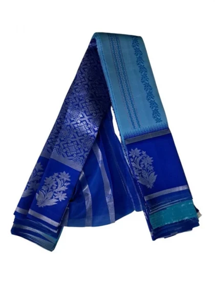 Women's Soft Silk?Wooven Saree With Unstitched Blouse 5.5Mtr (Royal Blue)